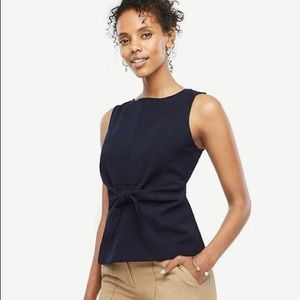 Ann Taylor Naxy Blue Tie Blouse